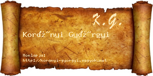 Korányi Györgyi névjegykártya